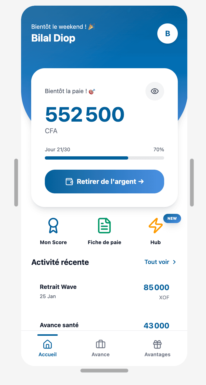 Application Wagis — accès au salaire gagné